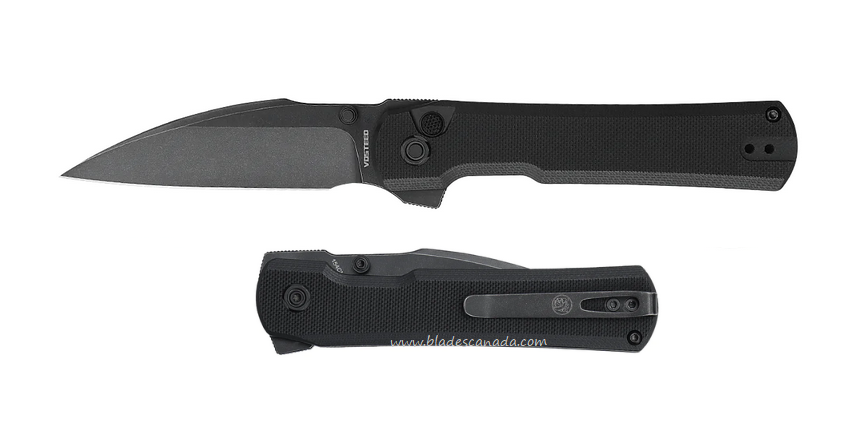 Vosteed Valkyrie Seax Flipper Folding Knife, 154CM Black SW, G10 Black, VK31G3