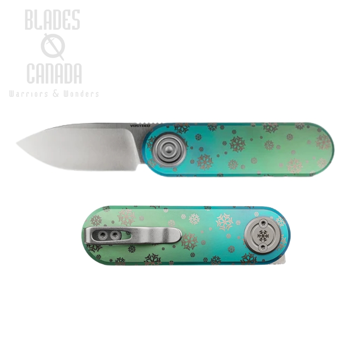(image for) Vosteed Corgi-V Front Flipper Vanchor Lock Knife, S35VN Satin, Titanium Evergreen, A3716