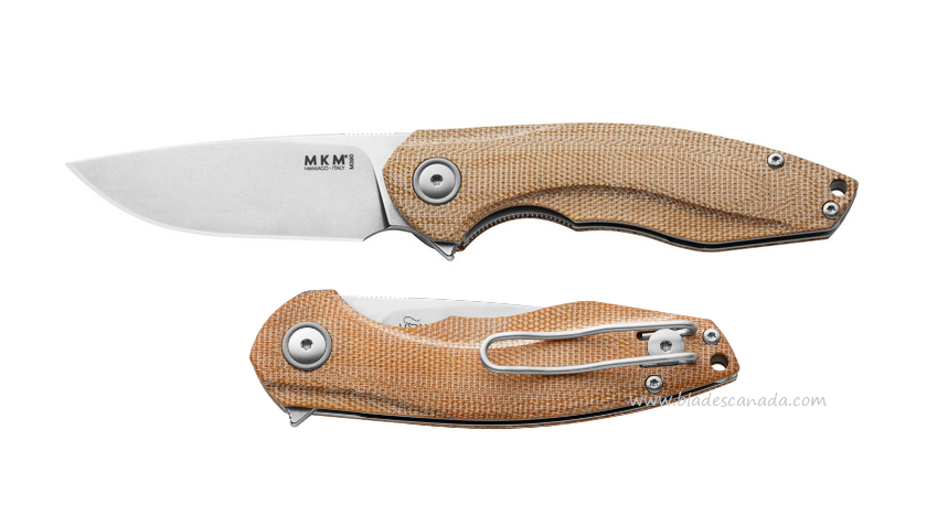 MKM Maniago Timavo Flipper Folding Knife, M390 SW, Micarta Natural, VP02-NC