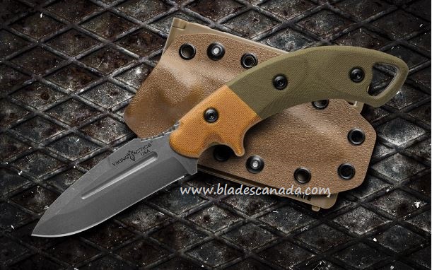 TOPS Viking Tactics Crusader Fixed Blade Knife, 1095 Carbon, Micarta, Kydex Sheath, VTAC-02