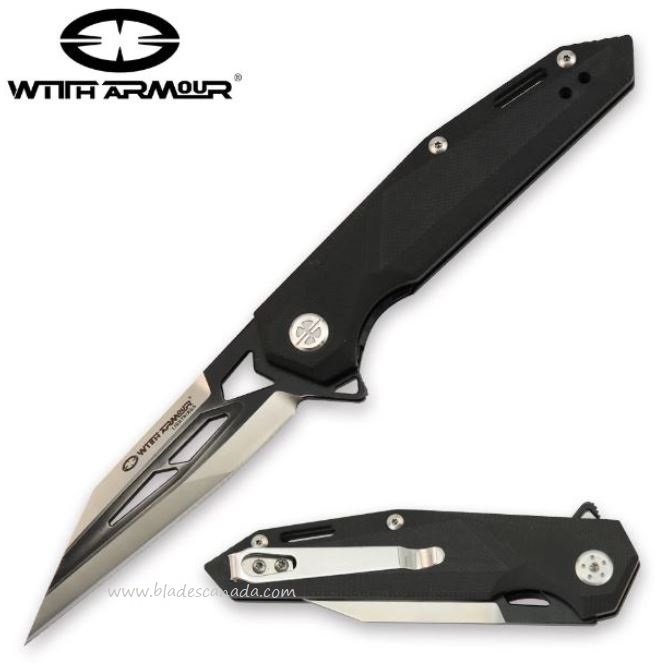 WithArmour Hawk Eye Flipper Folding Knife, D2 Steel, G10 Black, WAR081BK