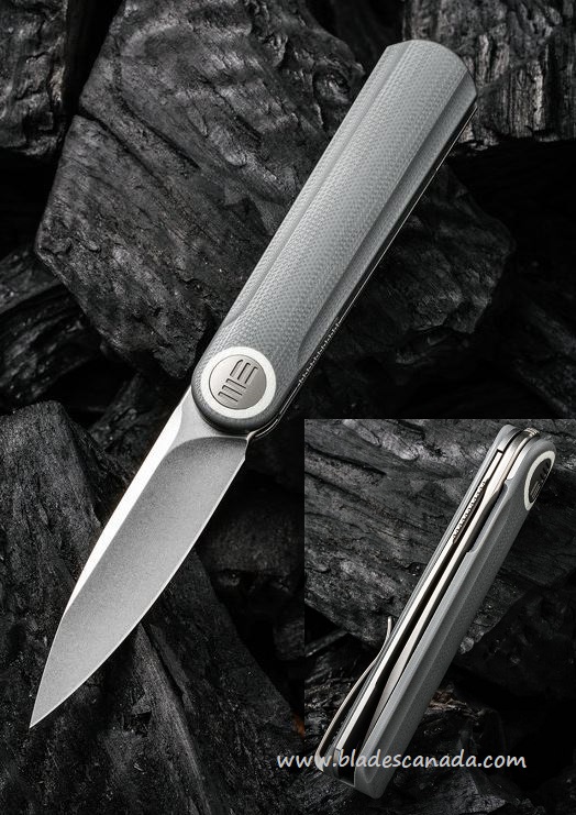 WE Knife Eidolon Flipper Folding Knife, 20CV, G10 Grey Integral, 19074A-A