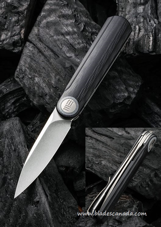 WE Knife Eidolon Flipper Folding Knife, 20CV, G10 Black Integral, 19074A-B