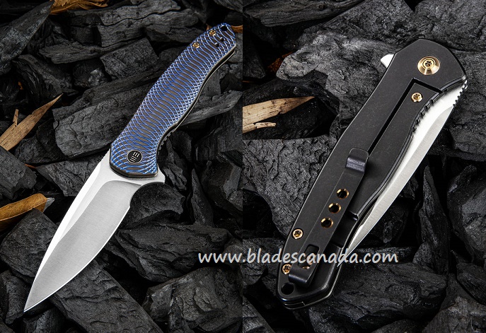 WE Knife Kitefin Flipper Framelock Knife, S35VN, Titanium Blue Pattern, 2001D