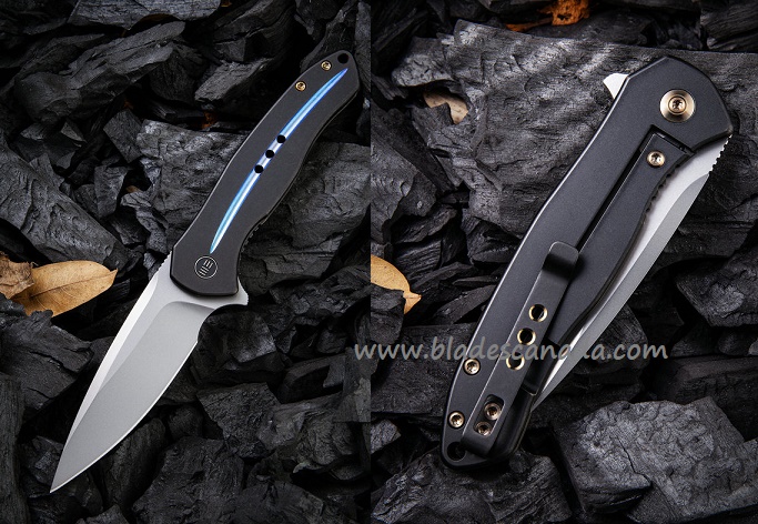 WE Knife Kitefin Flipper Framelock Knife, S35VN, Titanium Blue Stripe, 2001E