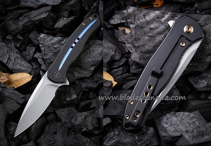 WE Knife Kitefin Flipper Framelock Knife, S35VN, Titanium Blue Stripe, WE2001E