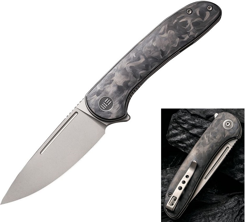 WE Knife Saakshi Flipper Folding Knife, 20CV, Carbon Fiber, 20020C-1 - Click Image to Close