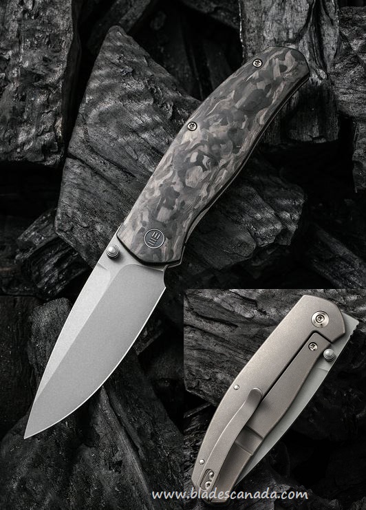 WE Knife Esprit Framelock Folding Knife, 20CV, Carbon Fiber/Titanium, 20025A-A - Click Image to Close