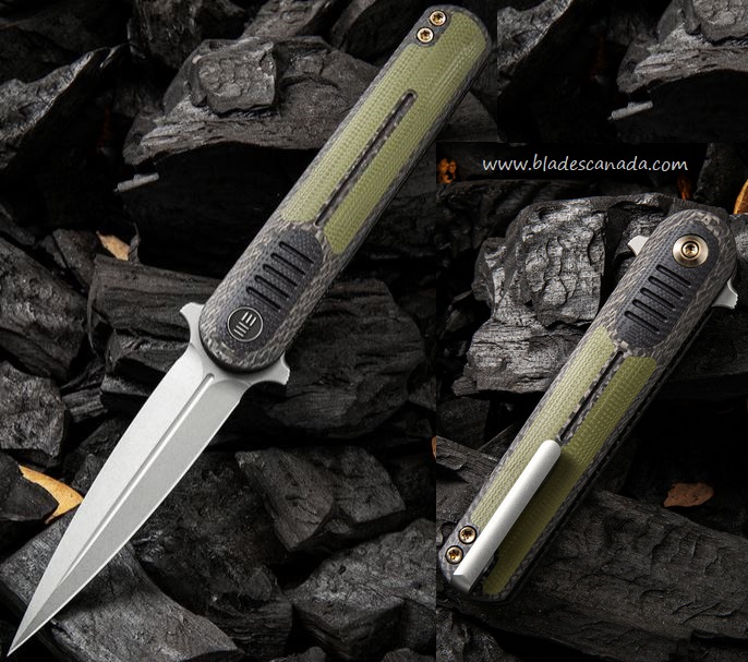WE Knife Angst Flipper Folding Knife, S35VN, G10 OD Green, WE2002A