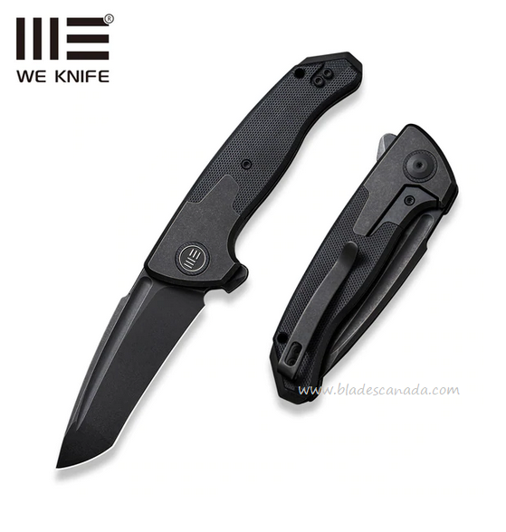 WE Knife Press Check Flipper Framelock Knife, CPM 20CV Black SW, Titanium/G10, WE20078A-1