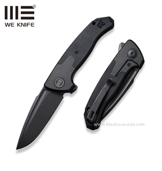 WE Knife Press Check Flipper Framelock Knife, CPM 20CV Black SW, Titanium/G10, WE20078B-1
