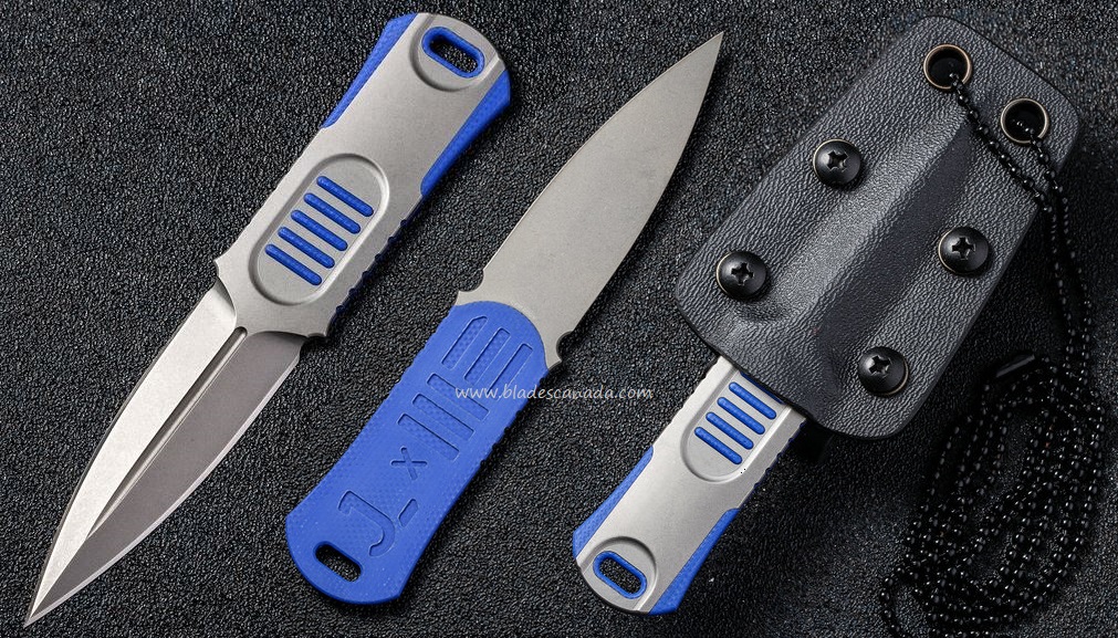 WE Knife OSS Dagger Fixed Blade Knife, 20CV, Stainless/G10 Blue, 2017C