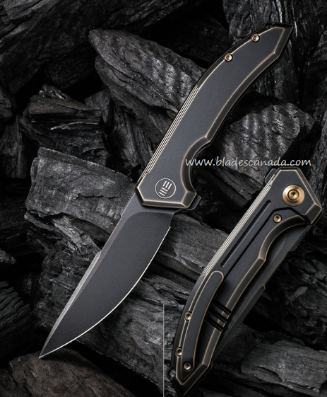 WE Knife Quixotic Flipper Framelock Knife, CPM 20CV, Titanium Bronze, WE21016-2