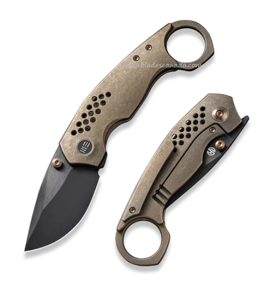 WE Knife Envisage Flipper Framelock Knife, CPM 20CV Black SW, Titanium Bronze, WE22013-3