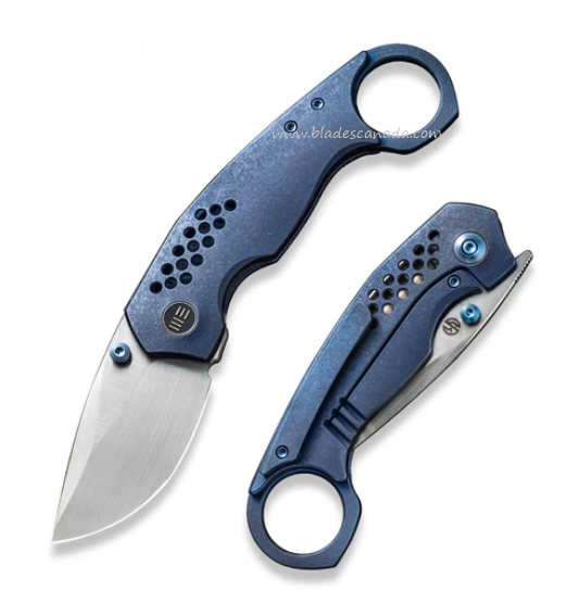 WE Knife Envisage Flipper Framelock Knife, CPM 20CV Satin, Titanium Blue, WE22013-4