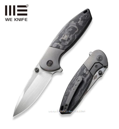 WE Knife Nitro Mini Flipper Framelock Knife, CPM 20CV, Marble Carbon Fiber/Ti, 22015-1