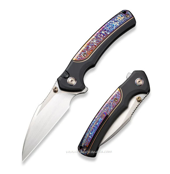 WE Knife Ziffius Flipper Button Lock Knife, Ltd Edition, CPM 20CV Satin, Titanium Flamed, 22024D-2