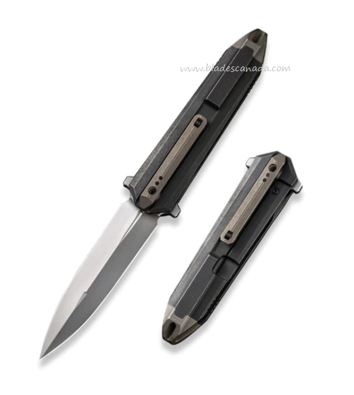 WE Knife Diatomic Flipper Framelock Knife, CPM 20CV, Titanium Black, WE22032-3