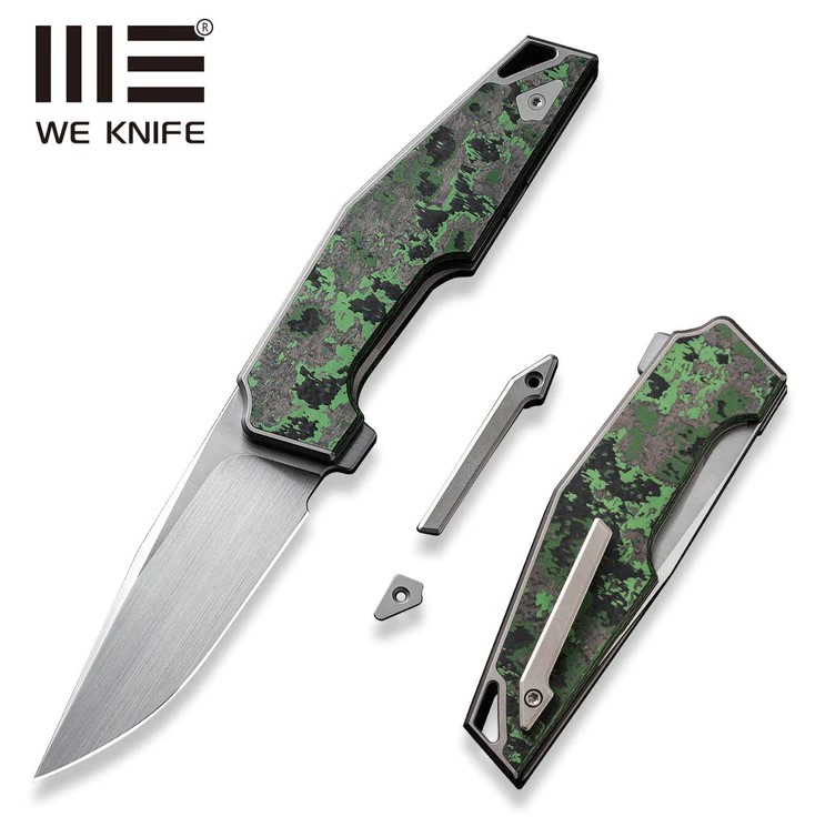 WE Knife OAO Flipper Folding Knife, CPM 20CV, Titanium Jungle Wear Camo, 23001-3