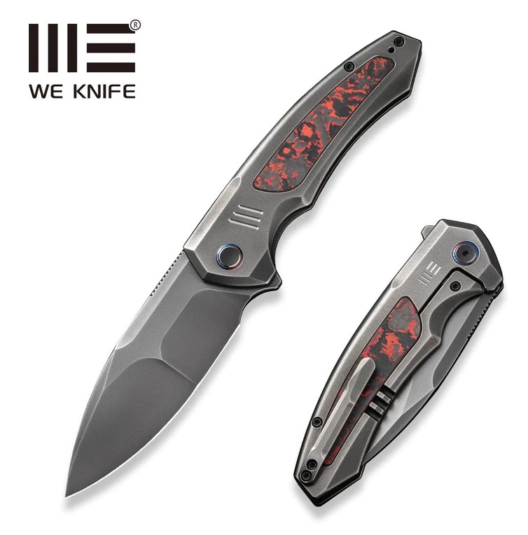 WE Knife Hyperactive Flipper Folding Knife, Vanax Steel, Titanium/Lava Flow CF, 23030-2
