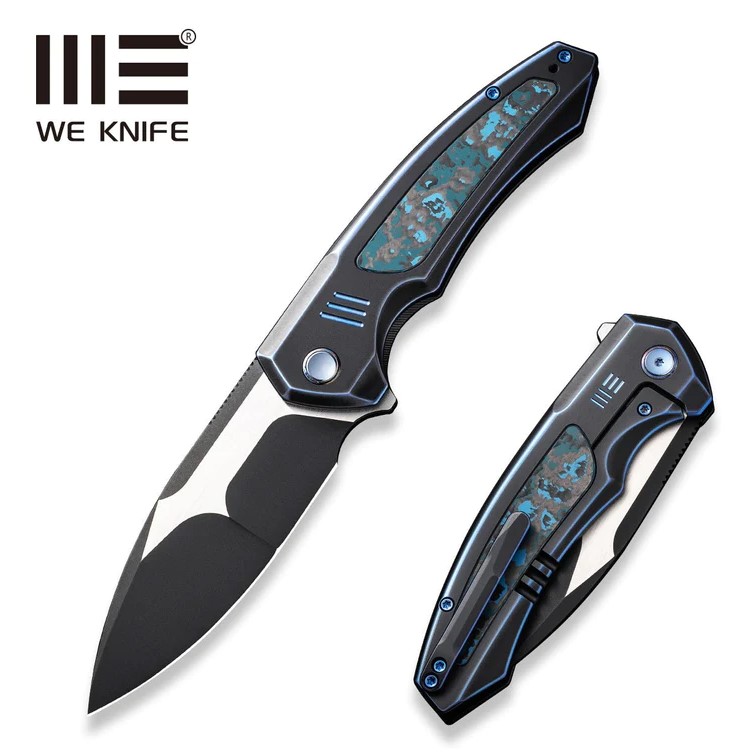 WE Knife Hyperactive Flipper Folding Knife, Vanax Steel, Arctic Storm CF/Titanium, 23030-3