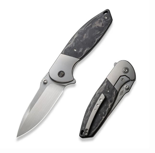 WE Knife Nitro OG Flipper Framelock Knife, CPM 20CV, Titanium/Marble CF WE23035-1