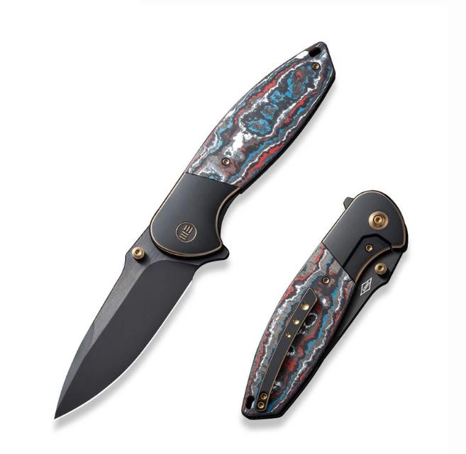 (Pre-Purchase) WE Knife Nitro OG Flipper Framelock Knife, Black CPM 20CV, Titanium/Nebula Fat CF, WE23035-4