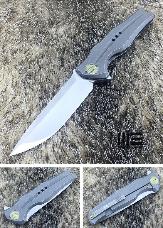 We Knife 601J Flipper Framelock Knife, S35VN Satin, Titanium Grey, WE601J - Click Image to Close