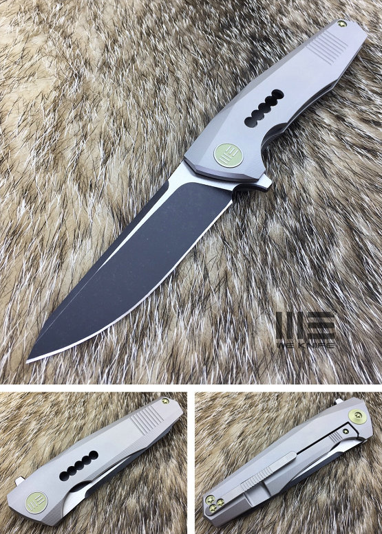 WE Knife 603I Flipper Framelock Knife, S35VN Two-Tone, Titanium Grey, WE603I