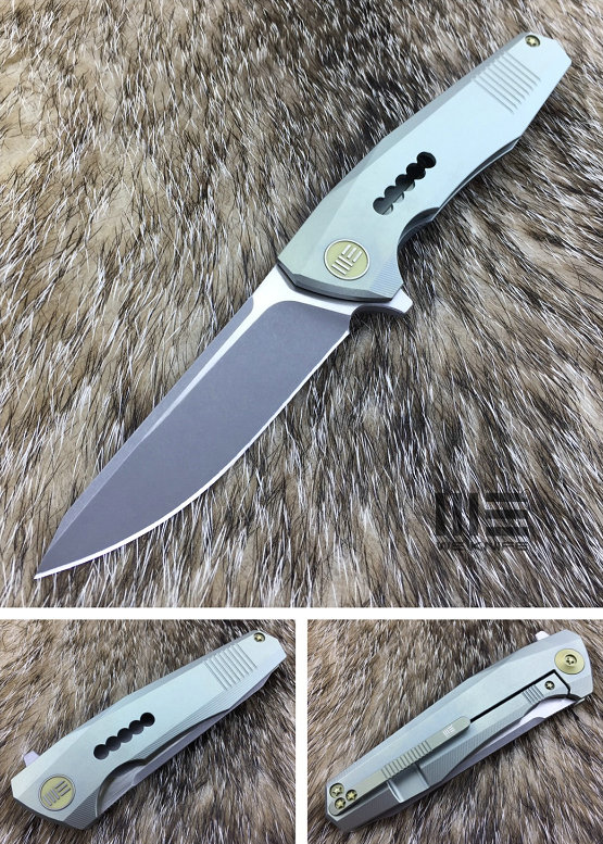 WE Knife 603H Flipper Framelock Knife, S35VN Stonewash, Titanium Green, WE603H
