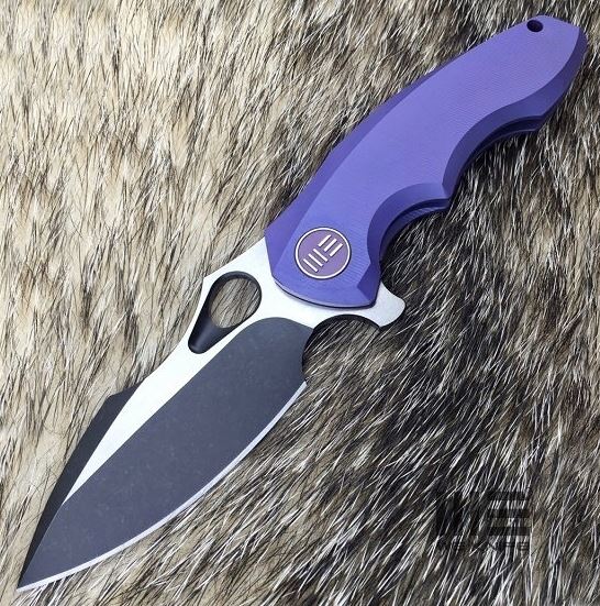 WE Knife 605B Flipper Framelock Knife, S35VN Blackwash Two-Tone, Titanium Blue, WE605B
