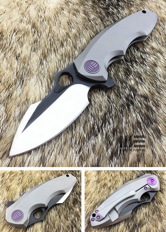 WE Knife 605J Flipper Framelock Knife, S35VN Two-Tone, Titanium Grey, WE605J