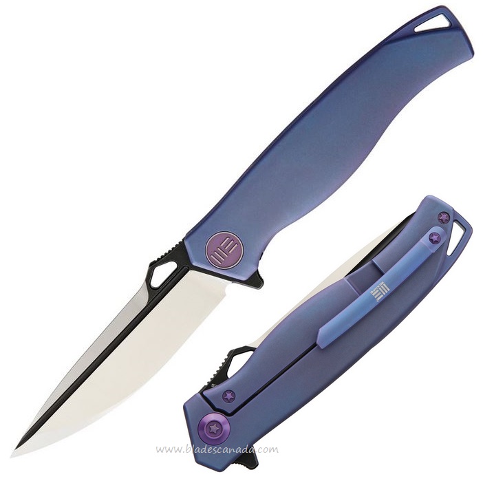 WE Knife 606A Flipper Framelock Knife, S35VN Two-Tone, Titanium Blue, 606A - Click Image to Close