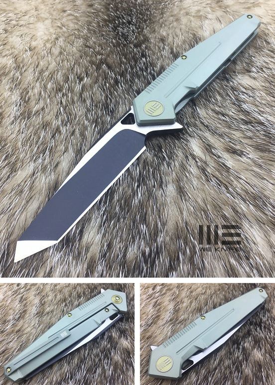 WE Knife 610E Flipper Framelock Knife, S35VN Tanto, Titanium Green