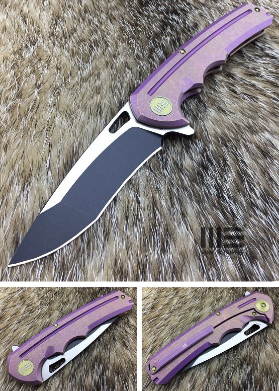 WE Knife 611A Flipper Framelock Knife, S35VN Two-Tone, Titanium Purple - Click Image to Close