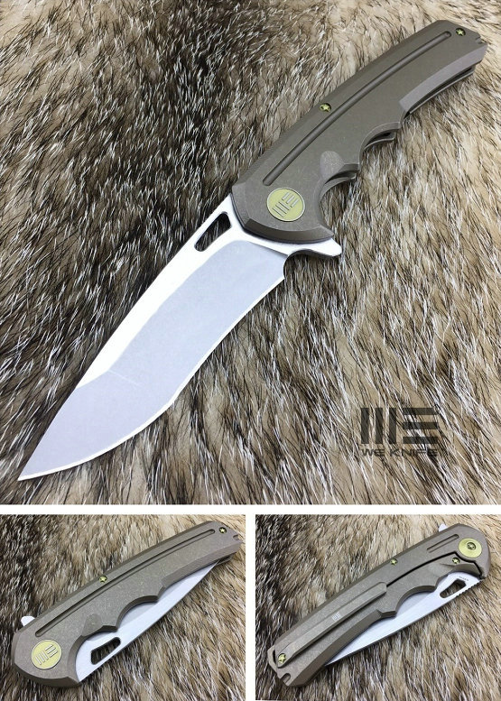 WE Knife 611J Flipper Framelock Knife, S35VN SW, Titanium Bronzed
