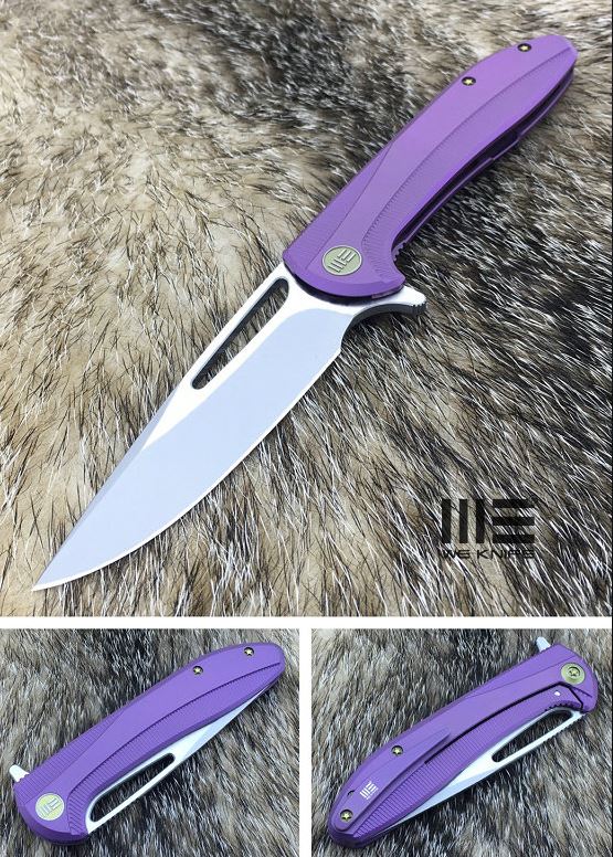 WE Knife 615B Flipper Framelock Knife, S35VN Satin, Titanium Purple