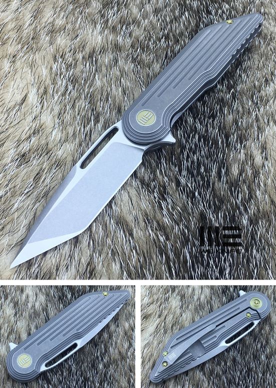 WE Knife 616F Flipper Framelock Knife, M390 Satin, Titanium Grey