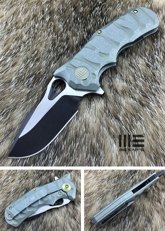 WE Knife 619C Flipper Framelock Knife, M390 Two-Tone, Titanium Green, WE619C