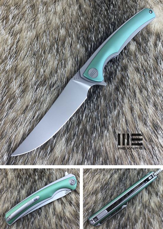 We Knife 704C Flipper Folding Knife, M390, Handrubbed Titanium Green, WE704C