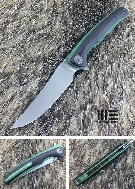 We Knife 704CFC Flipper Folding Knife, M390, Titanium/Carbon Fiber - Click Image to Close