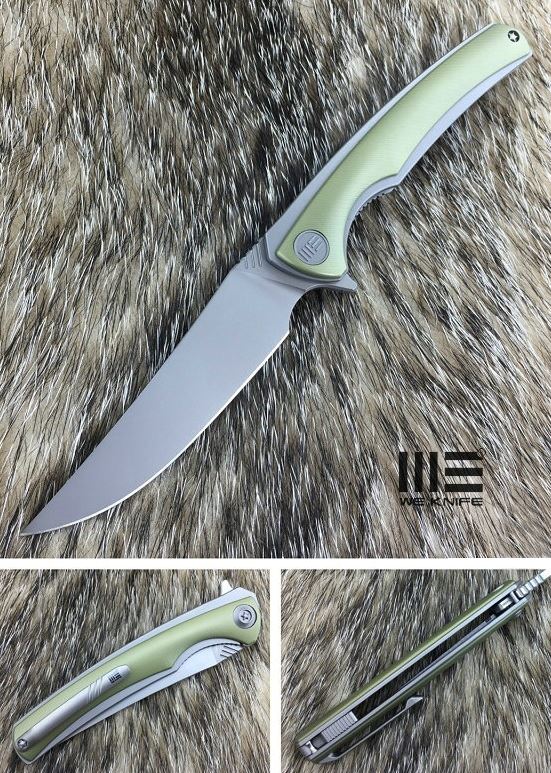 We Knife 704D Flipper Folding Knife, M390, Handrubbed Titanium Gold