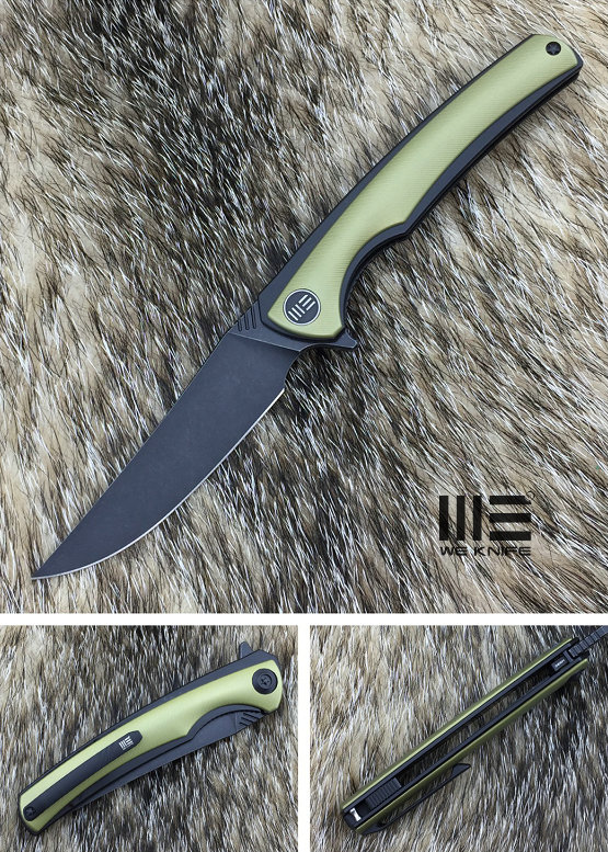 We Knife 704I Flipper Folding Knife, M390 Black, Titanium Gold - Click Image to Close