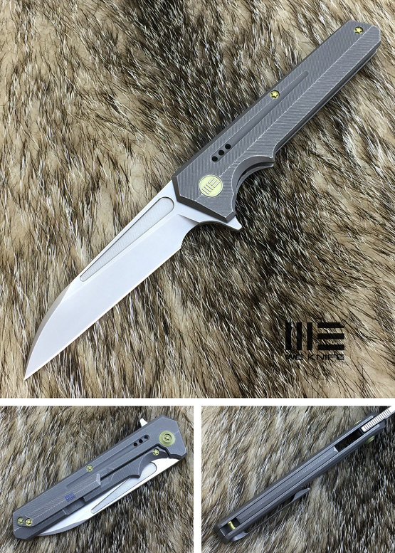 WE Knife 705C Talon Flipper Framelock Knife, M390, Titanium Grey, WE705C