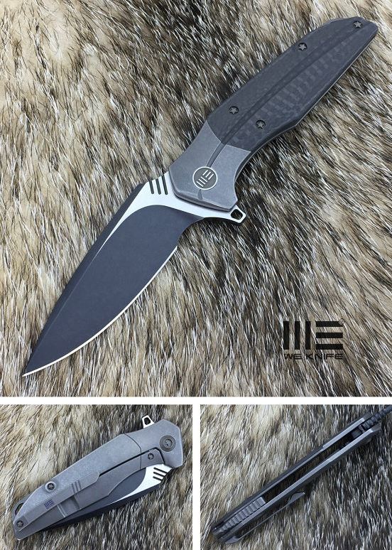 WE Knife Nitida Flipper Framelock Knife, S35VN Black SW, Titanium/Carbon Fiber, 707A
