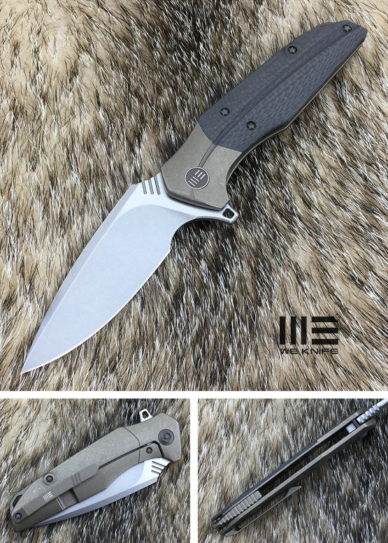 WE Knife Nitida Flipper Framelock Knife, S35VN SW, Titanium/Carbon Fiber, WE707D