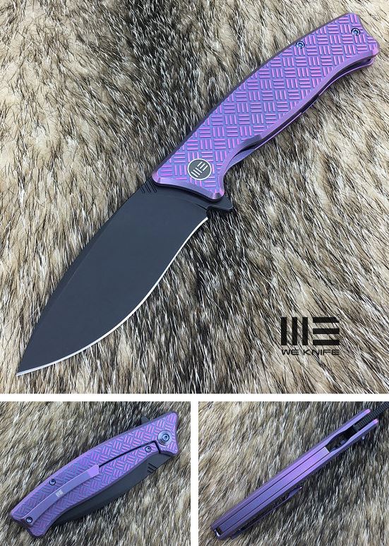 WE Knife Balaenoptera Framelock Folding Knife, M390 Black, Titanium Purple, 712A - Click Image to Close