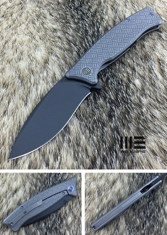 WE Knife Balaenoptera Framelock Folding Knife, M390 Black, Titanium Grey, WE712C