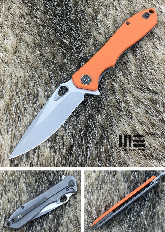 WE Knife Ignition Flipper Framelock Knife, VG10, G10 Orange, 715B