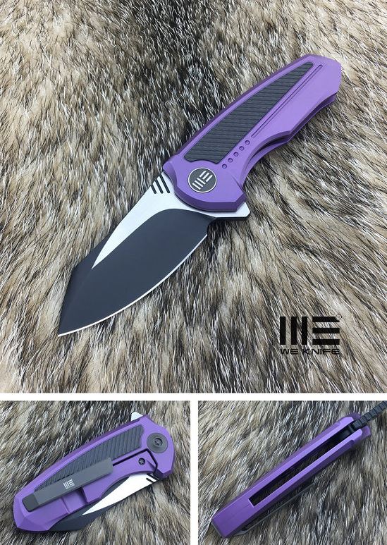 WE Knife Valiant Flipper Framelock Knife, S35VN Black SW, Titanium Purple, WE717A